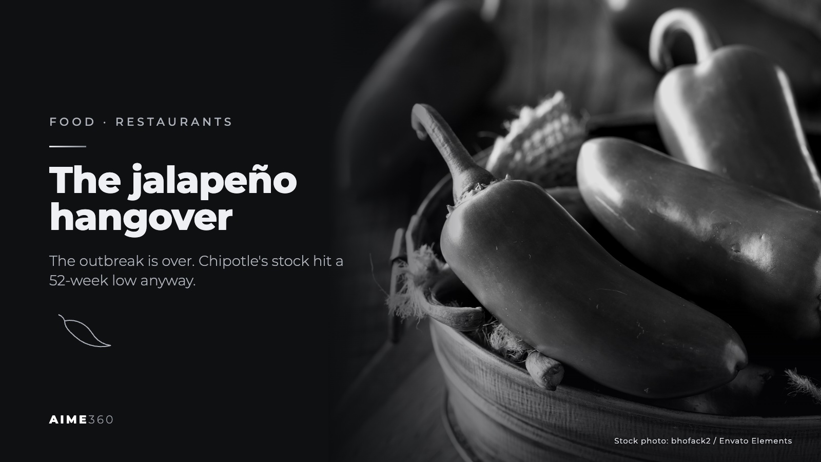 Green jalapeño peppers in a metal bowl, in black and white, beside the headline The jalapeño hangover