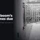A corridor between rows of server racks in a data center, in black and white, next to the headline The AI boom's bill comes due