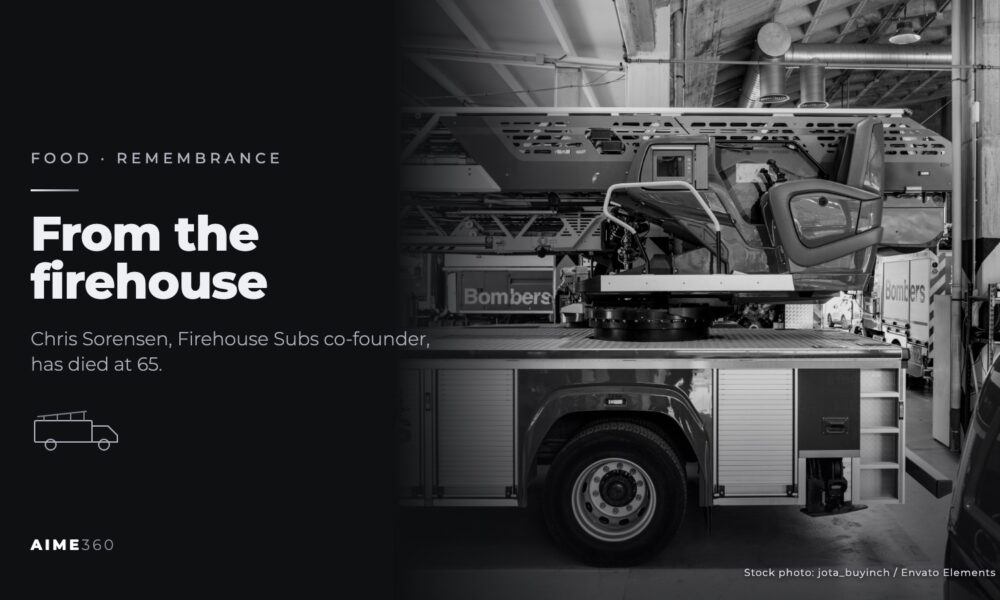 A fire truck parked inside a fire station, in black and white, beside the headline From the firehouse