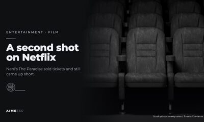 Rows of empty cinema seats, in black and white, beside the headline A second shot on Netflix